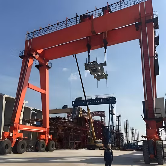 Grúa de pórtico cansada de caucho de alta calidad modelo Rtg, grúa de pórtico para personalización de soporte